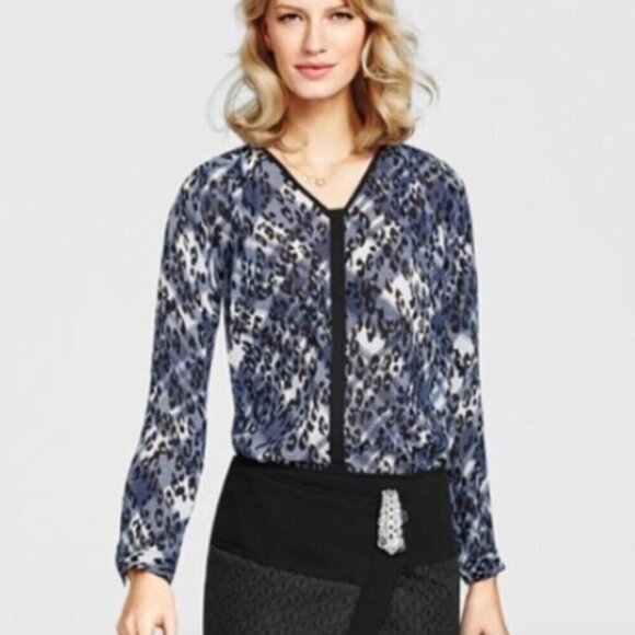 cAbi Style 977 Womens Sz S Fatale Leopard Print Patchwork Sheer Top 28P - Picture 2 of 6